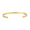 Brazalete rígido dorado pulido con grabado motivador Together we are unstoppable - Juntos somos imparables