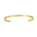 Bracelet jonc ouvert doré minimaliste avec gravure Love conquers all pour femme - L'amour vainc tout