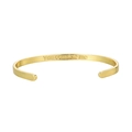 Bracelet jonc ouvert doré avec gravure You complete me sur fond blanc - Tu me complètes