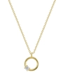 S925 Silber Halskette mit goldenem runden Anhänger und funkelndem Zirkonia Stein - 925er Silber / Gold