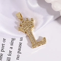 Gold plated crown letter L pendant necklace with cubic zirconia micro-pave setting - Gold Letter L Pendant Only (Without Chain)
