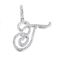 Silver micro-pave zircon cursive letter T pendant with elegant iced out hip hop finish - T (Silver)