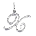 Silver cursive letter H pendant with micro-pave cubic zirconia on a white background - X (Silver)