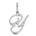 Silver micro-pave zircon letter G pendant with cursive handwriting script design - Y (Silver)