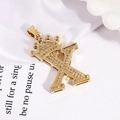 Golden crown initial X necklace with micro-paved cubic zirconia and luxury hip-hop style - Gold Letter X Pendant Only (Without Chain)