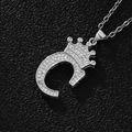Silver crown initial C pendant necklace with cubic zirconia pave in hip hop style - Silver Letter C Pendant Only (Without Chain)