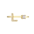 18K gold-plated open ring featuring a zircon-studded letter L and a four-prong round stone - Adjustable Open / Gold Initial L Zirconia Ring