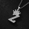 Hip hop crown initial Z pendant necklace with sparkling cubic zirconia in silver - Silver Letter Z Pendant Only (Without Chain)