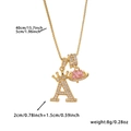 Gold plated crown letter A necklace with pink heart planet pendant and size labels - Gold Letter A Style