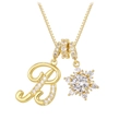 Goldene Schneeflocken Kette mit Buchstaben B Anhänger und funkelndem Stern Charm Set - 18K-Gold / Gold B (Anhänger + Goldene Box-Kette)