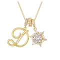 Vergoldete Halskette mit glitzerndem Kursivbuchstaben D und elegantem Schneeflockenanhänger - 18K-Gold / Gold D (Anhänger + Goldene Box-Kette)