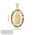 Collana con ciondolo ovale della Vergine Maria e zirconi colorati placcata in oro - Ciondolo Vergine Maria Ovale Zirconia Colorata (Senza Catena)