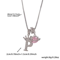 Detail of silver crown letter P pendant with pink planet stone and size markings - Silver Letter P Style