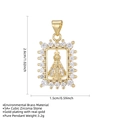 Gold plated Virgin Mary rectangular pendant necklace with 5A+ cubic zirconia stones - Rectangular White Style / Gold; White Zirconia (Pendant Only)