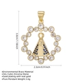 Gold-plated Virgin Mary pendant necklace with blue and white cubic zirconia stones - Round Blue Style / Gold; Blue Zirconia (Pendant Only)