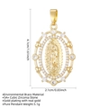 Ciondolo ovale Madonna in ottone placcato oro con pietre di zirconia cubica 5A - Ciondolo Vergine Maria Cuore Ovale Dorato (Senza Catena)
