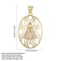 Gold plated Virgin Mary necklace pendant with 5A+ cubic zirconia in hollow oval design - Holy Gold (Pendant Only)