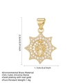 Dettaglio del ciondolo a stella dorata con incisione della Vergine Maria e zirconi - Ciondolo Vergine Maria Girasole Zirconia Bianca (Senza Catena)