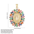 Collana con ciondolo Vergine Maria in ottone dorato e zirconi cubici colorati da donna - Ciondolo Vergine Maria Quadrato Zirconia Colorata (Senza Catena)