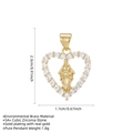 Ciondolo a cuore Vergine Maria placcato oro con pietre di zirconia cubica colorate - Ciondolo Vergine Maria Cuore Zirconia Bianca (Senza Catena)