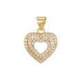 Pendentif coeur plaqué or 18 carats avec sertissage micro-pavé de zircons blancs - Style Cœur à Double Couche (Sans Chaîne)