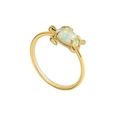 Anillo minimalista de tortuga en acabado dorado con una piedra de ópalo vibrante - US 5 / Oro Opalo Blanco