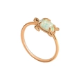 Anillo de tortuga en oro rosa con incrustación de ópalo ovalado y diseño minimalista - US 5 / Ópalo Blanco Oro Rosa
