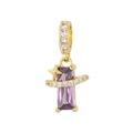Minimalist gold plated planet necklace with purple zircon and sparkling star detail - Purple Rectangle (Pendant Only (Without Chain))
