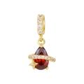 Luxurious gold plated necklace with a red pear-shaped zircon pendant and star accents - Red Teardrop (Pendant Only (Without Chain)) / Gold