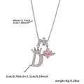 Silver crown letter D necklace with pink heart planet pendant and cz stone details - Silver Letter D Style