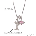 Silver crown letter I pendant with pink heart stone and 18k gold zircon necklace - Silver Letter I Style