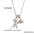 Gold-plated letter K crown pendant with pink heart and white cubic zirconia crystals - Silver Letter K Style