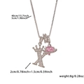 Gold plated crown letter K pendant necklace with pink heart stone and zircon accents - Silver Letter X Style