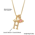18k gold plated letter H pendant necklace with crown and zircon orbital heart - Gold Letter H Style