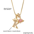 Gold 18k plated crown letter K necklace with zircon inlay and 40+5cm chain size details - Gold Letter K Style