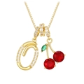 Collar de cereza dorado con letra O de cristales y colgantes de rubíes rojos - Dorado O (Colgante + Cadena de Caja)