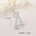 Detailed view of silver crown letter A pendant with size specs 3.1cm x 2.0cm - Silver Letter A Crown Pendant / Silver