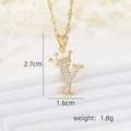 Detailed view of crown letter Y pendant with 18k gold plating and zircon dimensions - Pendant With Lip Chain / Letter Y
