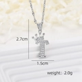 Silver crown initial T pendant necklace with sparkling cubic zirconia zircons - Silver T