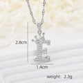Silver crown letter E pendant necklace with clear cubic zirconia in 2.8cm height - Silver E
