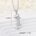 Silver crown initial letter I pendant necklace with sparkling cubic zirconia - Silver I