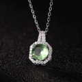 Eleganter smaragdgrüner Parfümflaschen-Anhänger mit Zirkonia-Heiligenschein an Silberkette - Apfelgrün Anhänger Ohne Kette