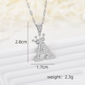 Silver crown initial letter A pendant necklace with white zircons for women - Silver A