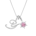 Silver letter necklace with pink gemstone snowflake pendant on box chain - Box Chain / Silver Y