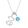 Silver necklace with micro-pave letter S and snowflake pendant with blue zircon stone - Silver-Letter Z