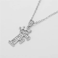 Sparkling silver crown letter F pendant necklace with pavé cubic zirconia inlay - Letter F / Silver