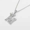 Silver crown letter M pendant necklace with sparkling cubic zirconia pavé setting - Letter M / Silver