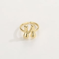 Dettaglio ravvicinato dell'anello regolabile placcato in oro 18K con lettera H lucida - Anello d'Oro N