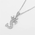 Sparkling silver crown letter S pendant necklace with micro-pave cubic zirconia stones - Letter S / Silver