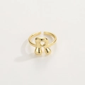 Macro dell'anello regolabile con lettera R in oro 18 carati e finitura lucida - Anello d'Oro R